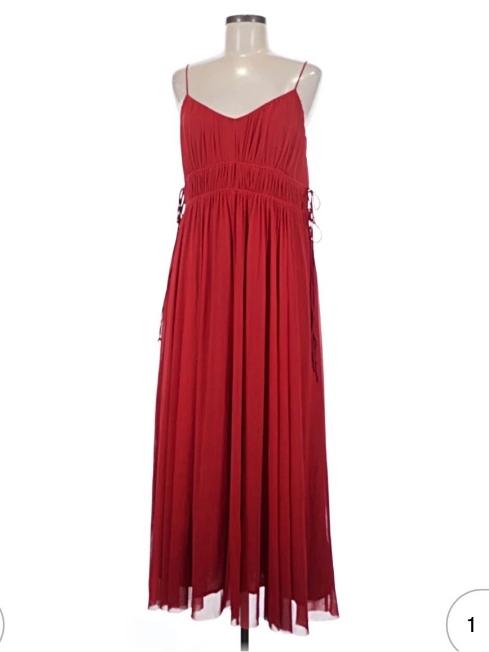 Madewell Red Spaghetti-Strap Maxi Dress with Side Ties | NWT